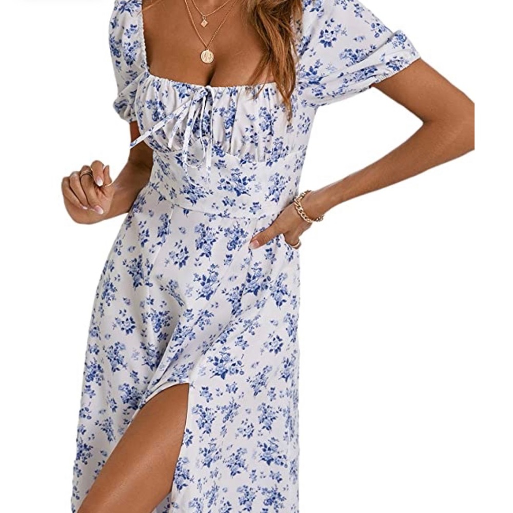 Floral Square Neck Dress